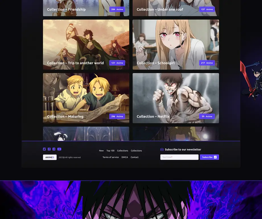 Contoh tampilan situs streaming anime Antarmuka situs streaming anime