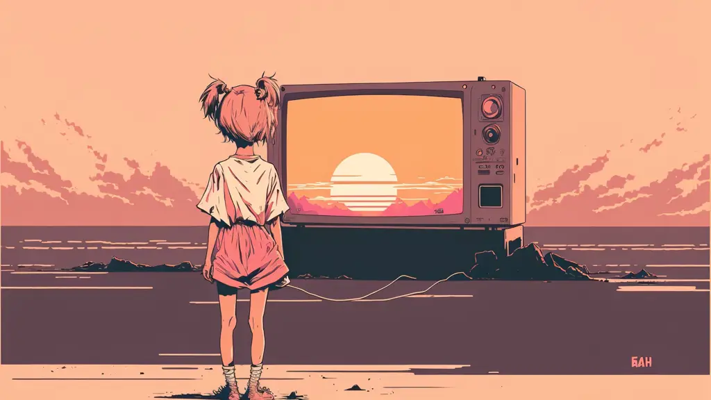 Menikmati anime di rumah Seseorang menonton anime di laptopnya