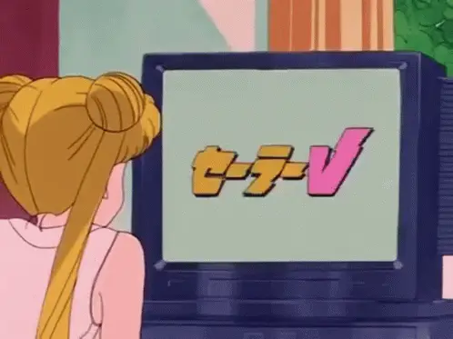 Menikmati anime bersama Gambar orang-orang menonton anime di TV