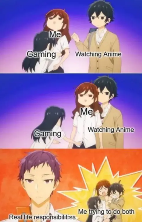 Kenikmatan Menonton Anime Seorang penggemar anime sedang menonton anime dengan gembira