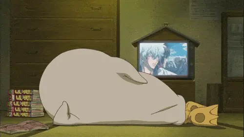 Karakter anime menikmati streaming anime Karakter anime menonton TV