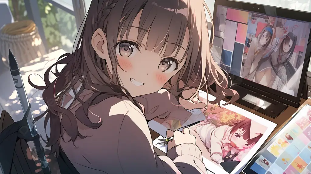 Menikmati anime di laptop Seseorang sedang menonton anime di laptopnya