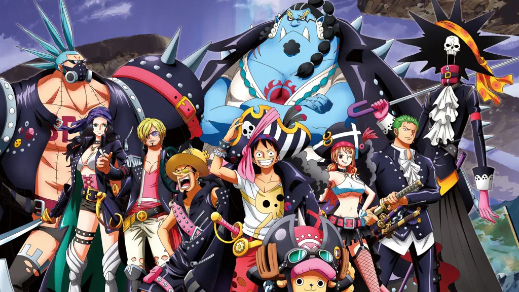 Kru Topi Jerami yang solid Gambar para karakter One Piece bersama-sama