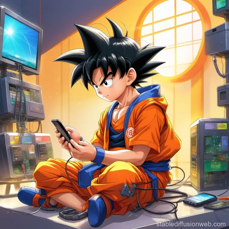 Menikmati Anime di Ponsel Gambar seseorang menonton anime di ponsel