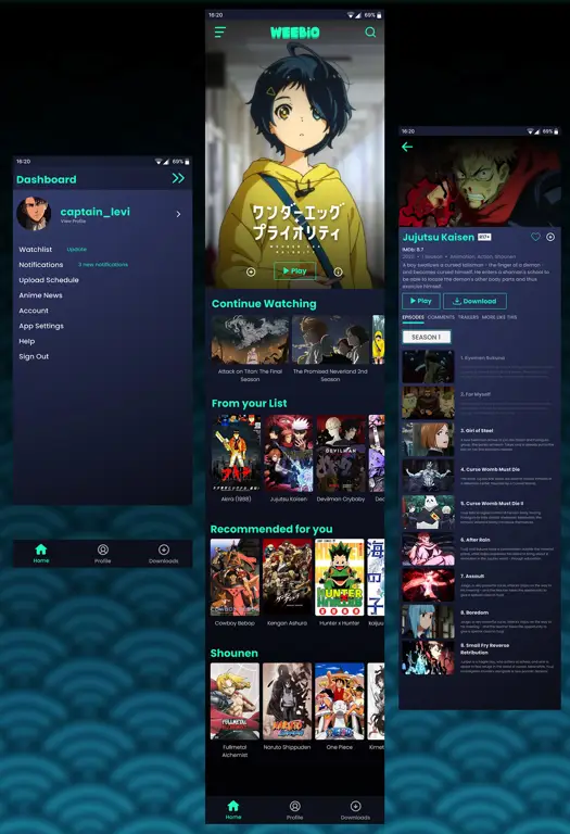 Antarmuka Aplikasi Streaming Anime Contoh antarmuka aplikasi streaming anime