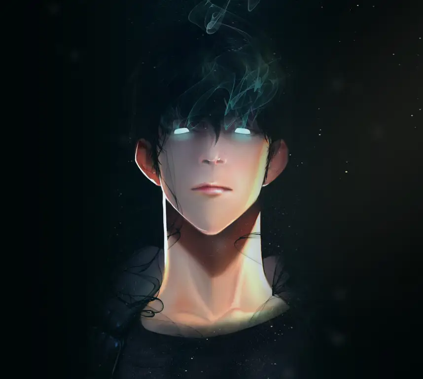 Artwork Sung Jinwoo Versi Anime Ilustrasi Sung Jinwoo dalam versi anime
