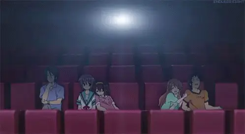 Menonton Anime Bersama Teman Gambar sekelompok teman menonton anime bersama