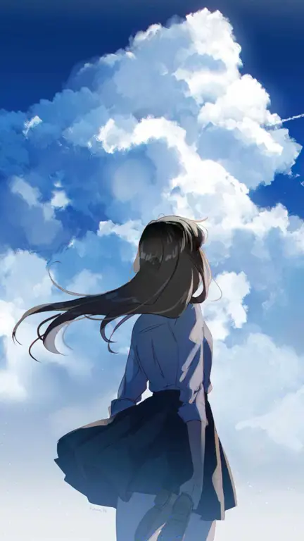 Menonton Anime Bersama Teman Ilustrasi karakter anime yang menonton anime di layar