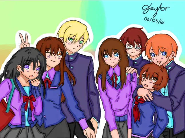 Menonton Anime Bersama Teman-Teman Gambar sekelompok teman yang menonton anime bersama