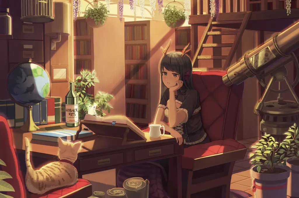 Menikmati Anime di Rumah Seorang penggemar anime sedang menonton anime di rumah dengan nyaman.