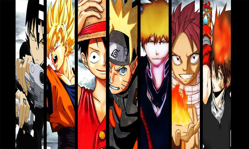 Beragam Genre Anime untuk Dipilih Gambar yang menampilkan berbagai macam genre anime, seperti aksi, komedi, romansa, dll.
