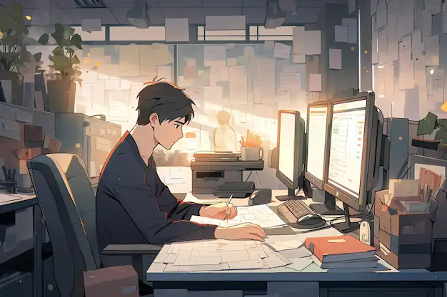 Menonton Anime dengan Nyaman Gambar seseorang yang menonton anime di laptopnya