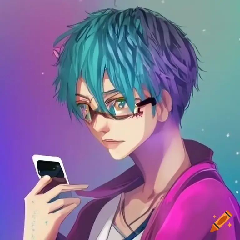 Menikmati Anime di Ponsel Karakter anime menonton anime di ponsel