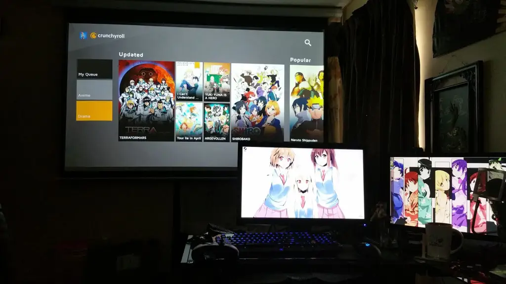 Menikmati anime dengan nyaman tanpa gangguan Karakter anime menonton anime di laptop