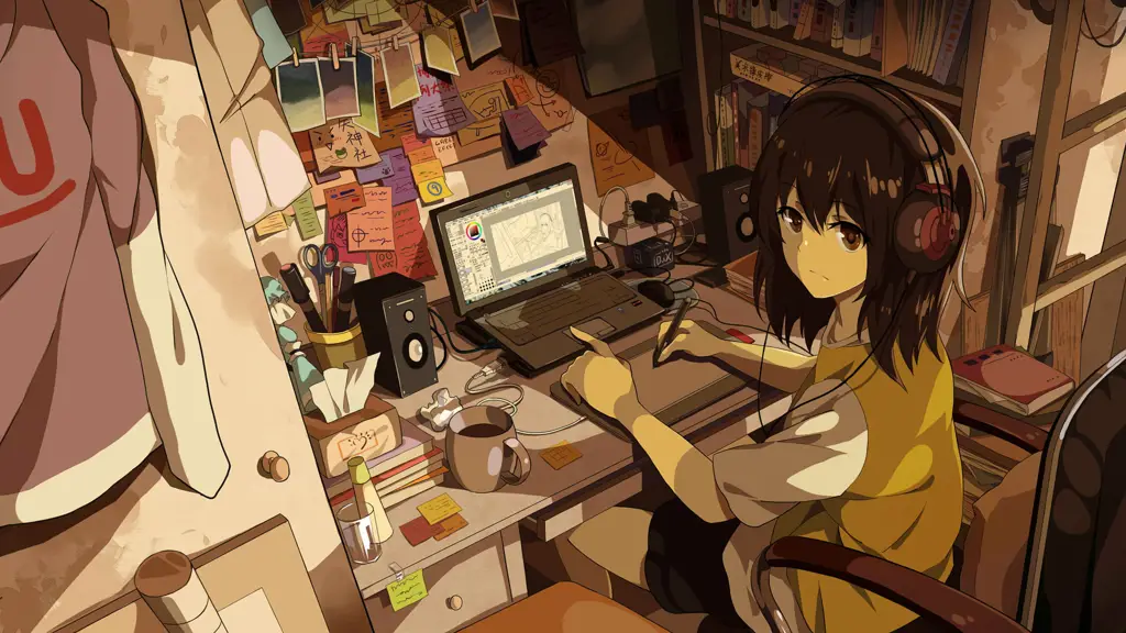 Menikmati anime dengan aman dan nyaman Seseorang yang senang menonton anime di laptop