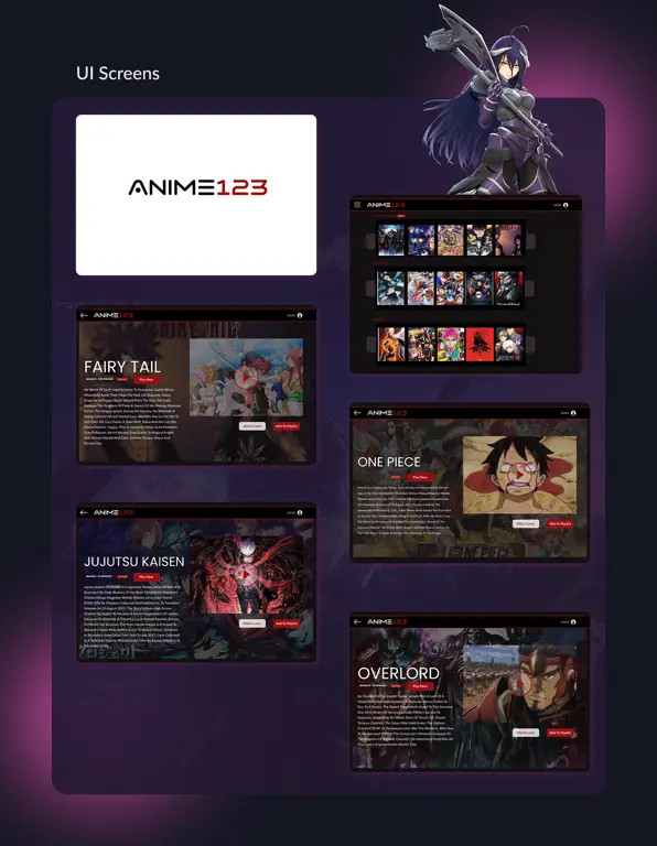 Contoh antarmuka situs streaming anime yang nyaman Antarmuka situs streaming anime