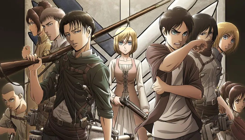 Gambar para karakter utama di Attack on Titan Season 4