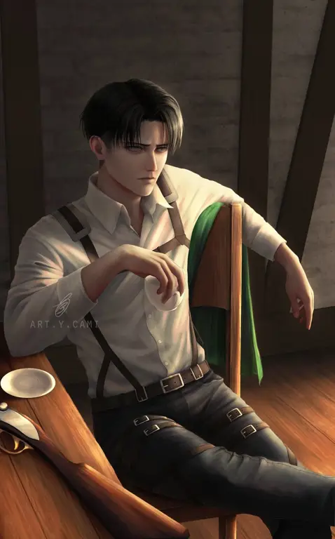 Levi Ackerman, salah satu karakter favorit dalam Attack on Titan Gambar Levi Ackerman dari Attack on Titan.