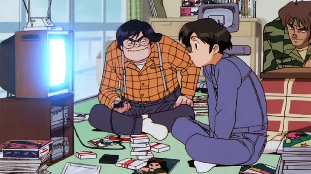Menikmati Anime di Rumah Gambar seseorang menonton anime di rumah