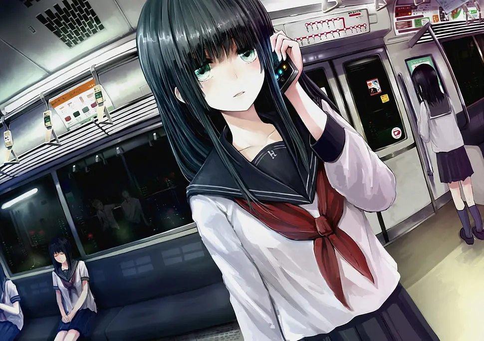 Menonton Anime di Ponsel Ilustrasi karakter anime menonton anime di ponsel