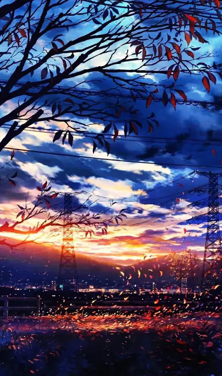 Suasana damai Pemandangan anime yang menenangkan
