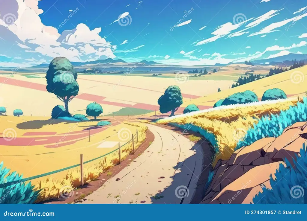 Interaksi antar karakter dalam suasana pedesaan Karakter anime di setting pedesaan