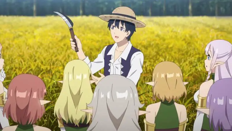 Tokoh anime sedang menikmati kegiatan bertani
