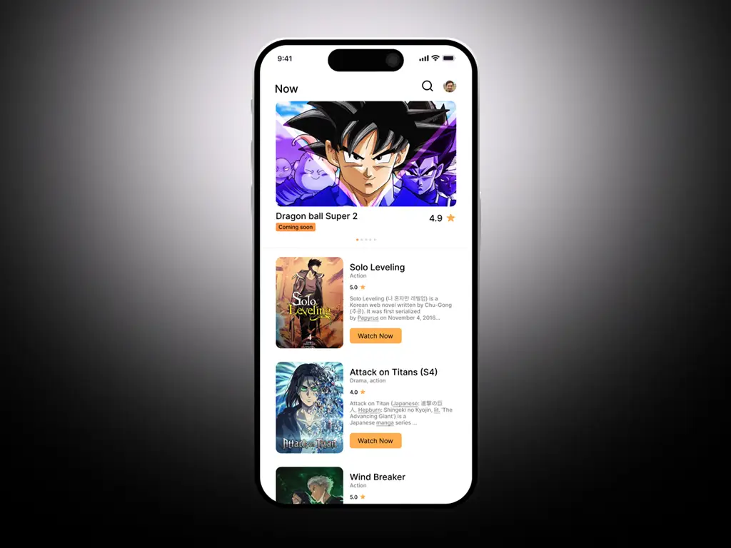 Menikmati Anime di Smartphone Antarmuka aplikasi anime di smartphone