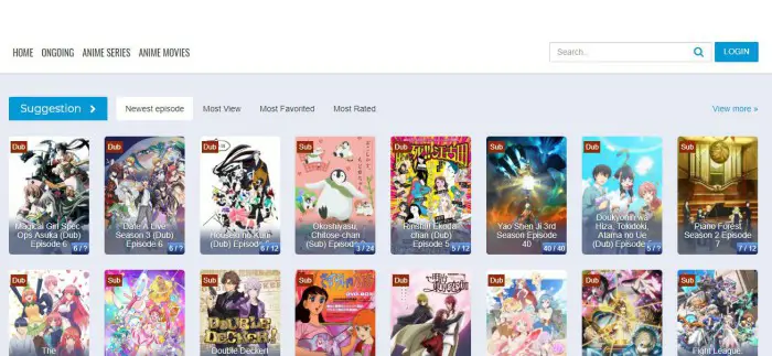 Contoh antarmuka situs streaming anime seperti Nanimein Antarmuka situs streaming anime