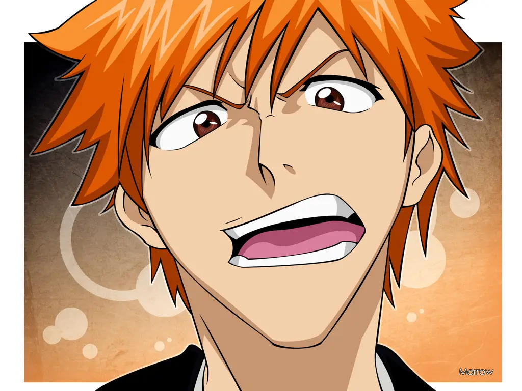 Ichigo Kurosaki dalam aksinya Ichigo Kurosaki, tokoh utama dalam anime Bleach