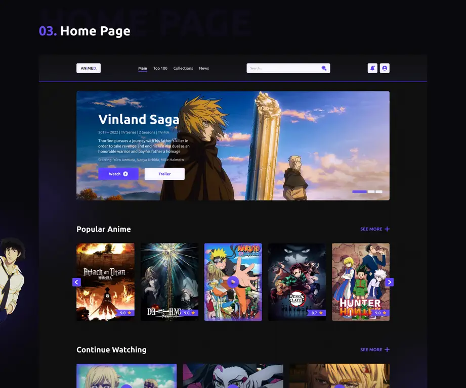 Platform Streaming Anime Antarmuka berbagai platform streaming anime