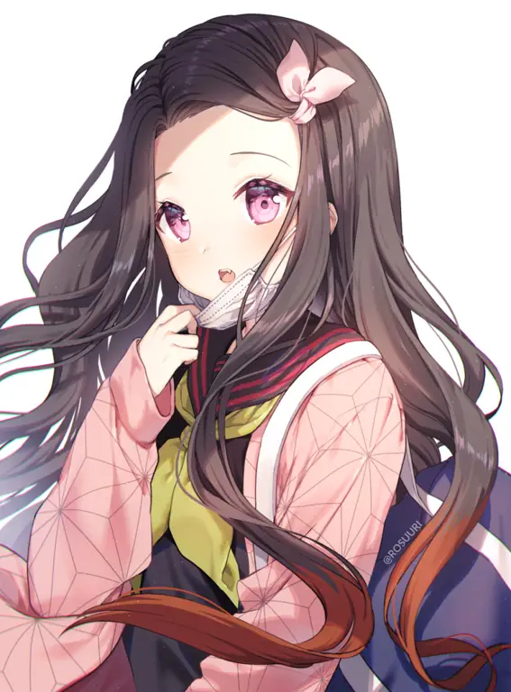 Nezuko, adik perempuan Tanjiro yang telah menjadi iblis Gambar Nezuko Kamado, adik Tanjiro