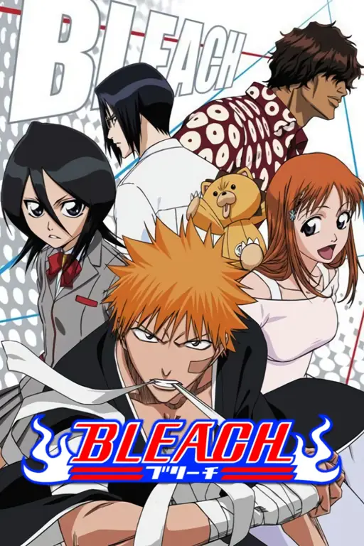 Poster Anime Bleach: Menampilkan Ichigo Kurosaki dan teman-temannya Poster Anime Bleach