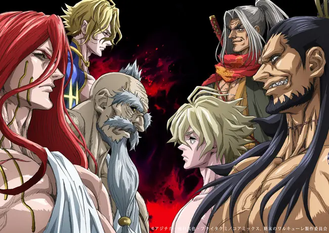 Visual kunci anime Record of Ragnarok Visual kunci anime Record of Ragnarok menampilkan para pejuang manusia dan dewa