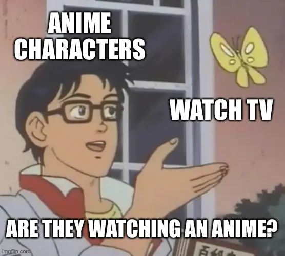 Menikmati Waktu Bersama Menonton Anime Karakter-karakter anime menonton televisi bersama-sama