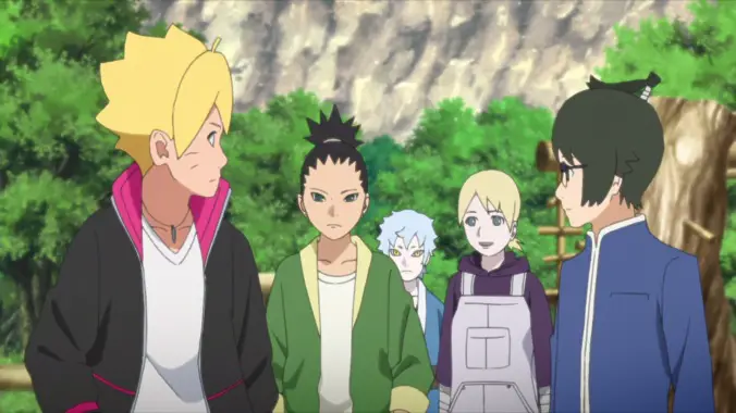 Menikmati Boruto bersama teman Karakter Boruto menonton anime bersama