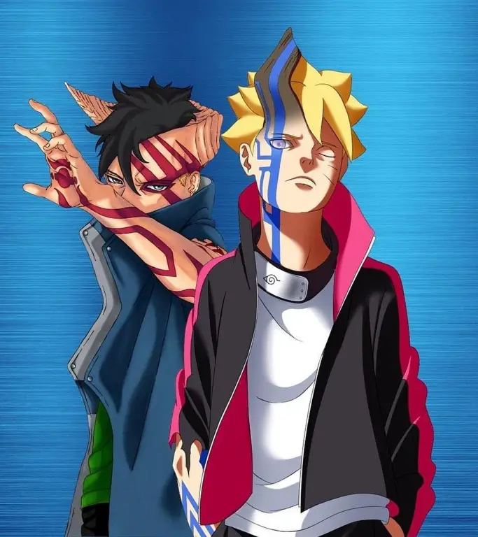 Boruto dan Kawaki Gambar Boruto dan Kawaki sedang bertarung