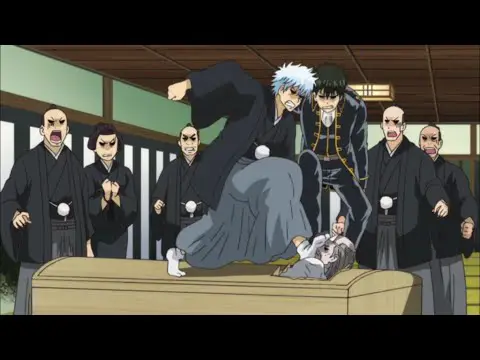 Adegan aksi menegangkan dalam anime Gintama Gambar adegan aksi Gintama