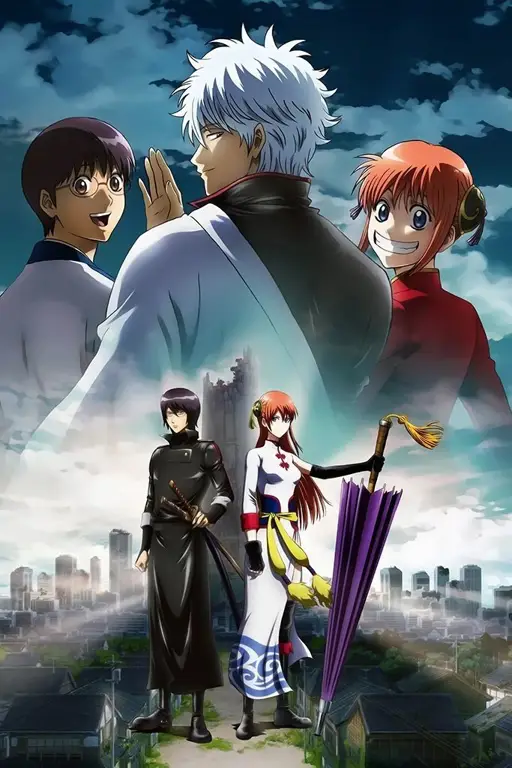 Poster film Gintama yang menampilkan Gintoki dan teman-temannya Poster film Gintama dengan visual yang menarik