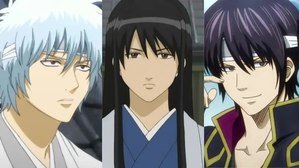 Karakter-karakter ikonik Gintama Gambar karakter utama Gintama: Gintoki, Kagura, dan Shinpachi
