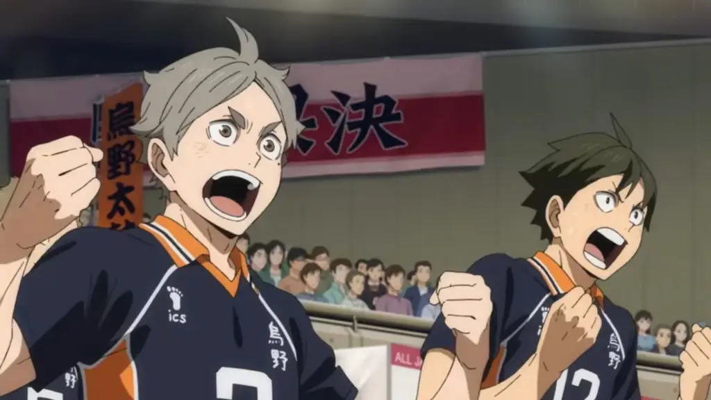 Pertandingan yang Menegangkan Gambar pertandingan final voli dalam anime Haikyuu!!