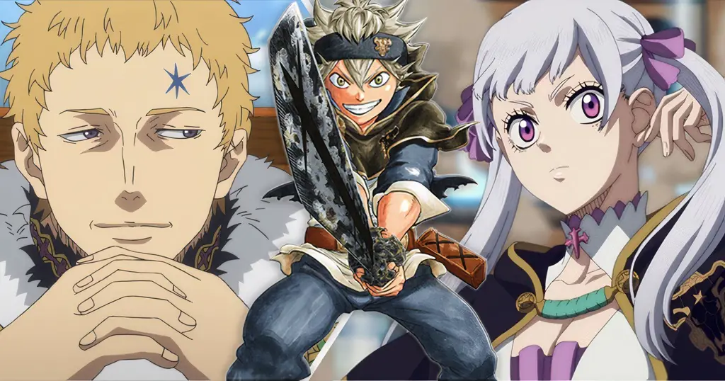 Adegan pertarungan epik antara Asta dan teman-temannya melawan Raja Penyihir Para karakter Black Clover sedang bertarung bersama