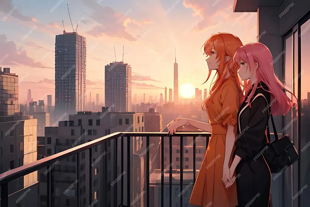 Adegan Romantis dalam Anime Semi Karakter anime dalam adegan romantis