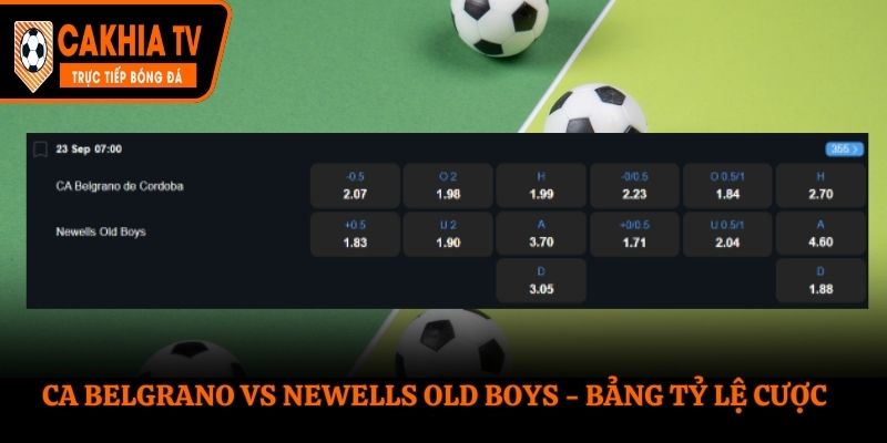 Soi kèo CA Belgrano vs Newells Old Boys - bảng tỷ lệ trong trận đấu